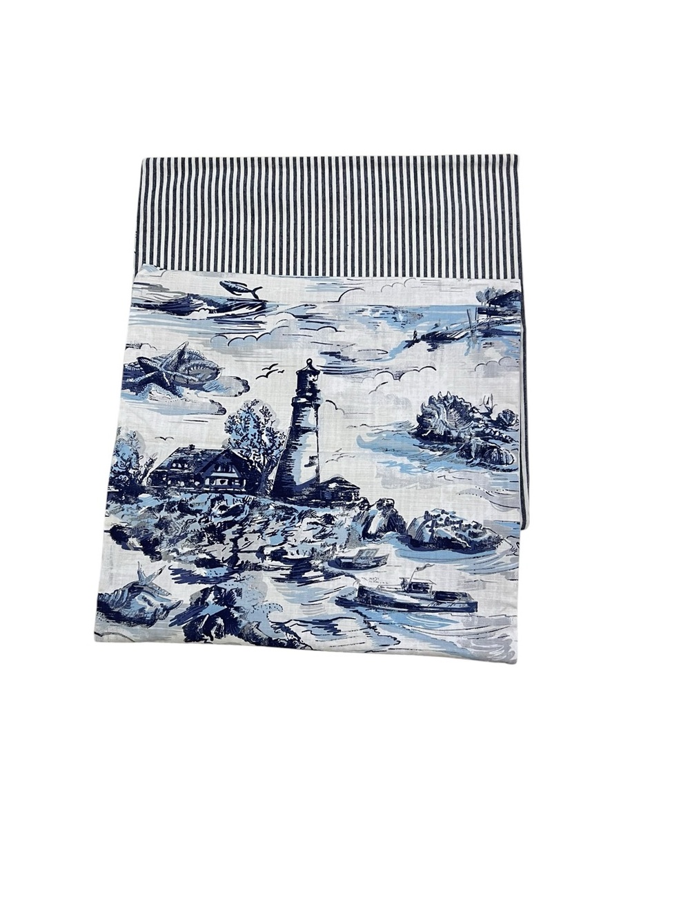 Pottery Barn Sailboat Toile 18” Square Shams Nautical Lighthouse Blue NWOT - Picture 2 of 6